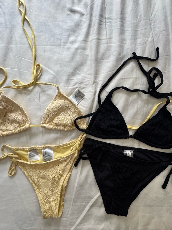 H&M Other - H&M Two-Piece Triangle Bikini Sets in Black & Pale Yellow